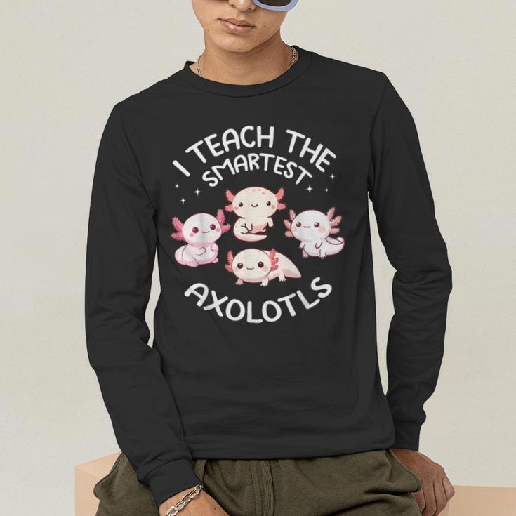 I Teach The Smartest Axolotls Cute Teacher Axolotl Men's Long Sleeve T-Shirt, funny gift I Teach The Smartest Axolotls Cute Teacher Axolotl Men's Long Sleeve T-Shirt, funny gift