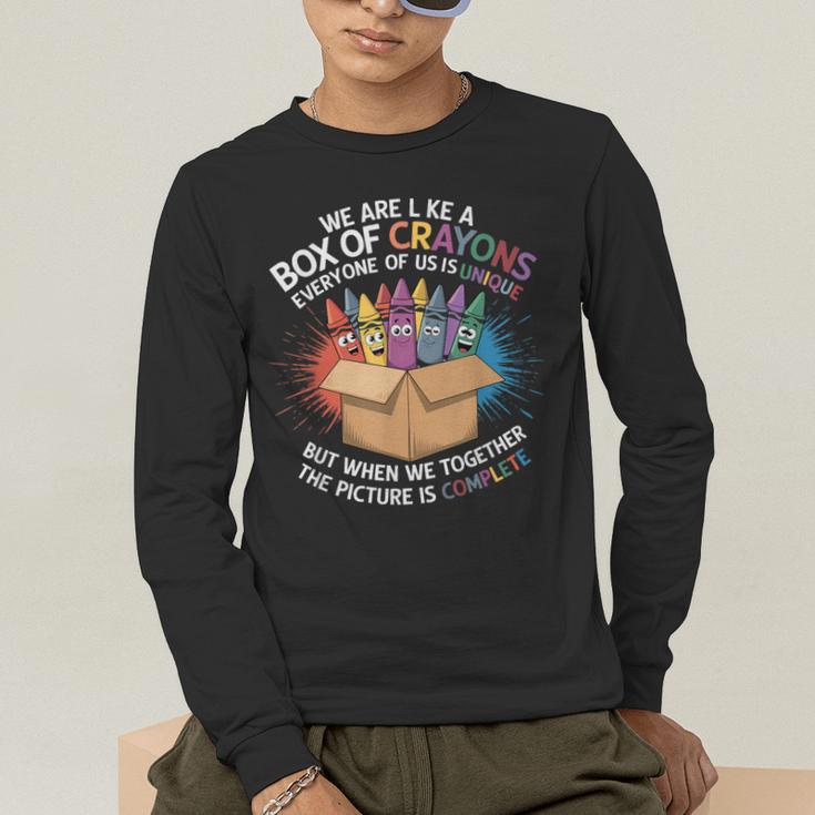 Teacher We Are Like a Box Of Crayons Men's Long Sleeve T-Shirt, funny gift