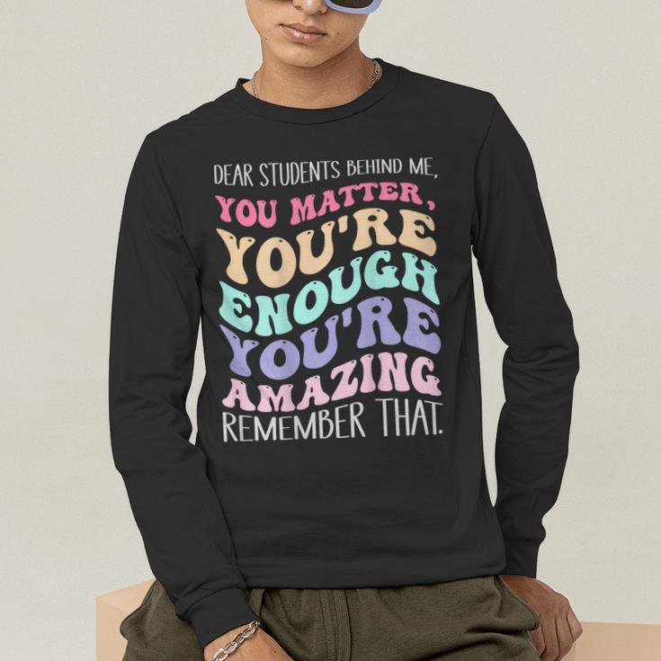 Teacher Dear Students Behind Me 1st Day Of School On Back Men's Long Sleeve T-Shirt, funny gift