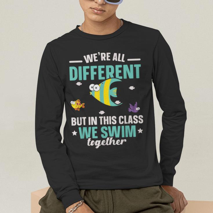 Teacher We All Different But In This Class We Swim Together Men's Long Sleeve T-Shirt, funny gift Teacher We All Different But In This Class We Swim Together Men's Long Sleeve T-Shirt, funny gift