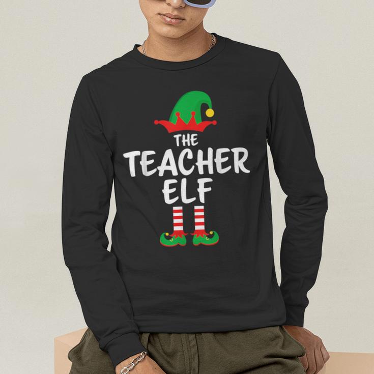 The Teacher Elf Matching Family Christmas Men's Long Sleeve T-Shirt, funny gift