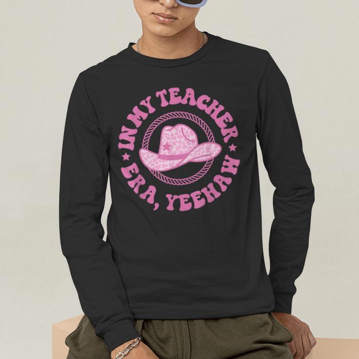 In My Teacher Era Yeehaw Pink Teacher Western Cowgirl Men's Long Sleeve T-Shirt, funny gift In My Teacher Era Yeehaw Pink Teacher Western Cowgirl Men's Long Sleeve T-Shirt, funny gift