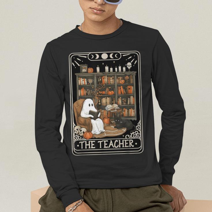 The Teacher Ghost Book Reading Books Lover Halloween Men's Long Sleeve T-Shirt, funny gift