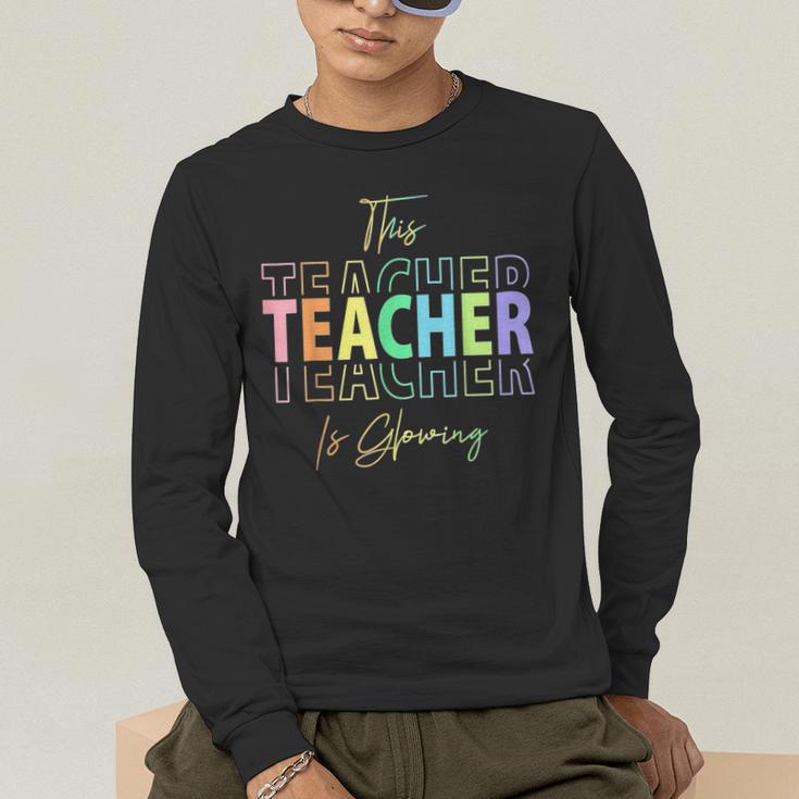 This Teacher Is Glowing Hello Summer End Of School Men's Long Sleeve T-Shirt, funny gift This Teacher Is Glowing Hello Summer End Of School Men's Long Sleeve T-Shirt, funny gift
