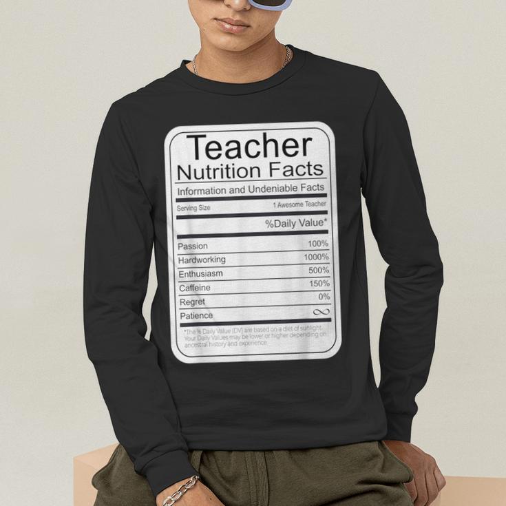 Teacher Nutrition Facts Teachers Nutritional Fact Men's Long Sleeve T-Shirt, funny gift Teacher Nutrition Facts Teachers Nutritional Fact Men's Long Sleeve T-Shirt, funny gift