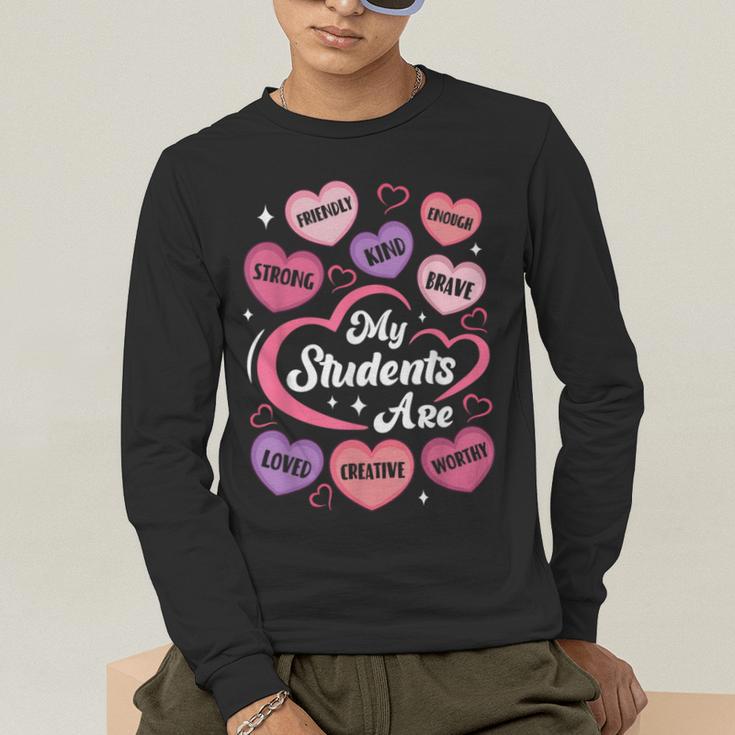 Teacher Positive Affirmations Candy Heart Valentine's Day Men's Long Sleeve T-Shirt, funny gift Teacher Positive Affirmations Candy Heart Valentine's Day Men's Long Sleeve T-Shirt, funny gift