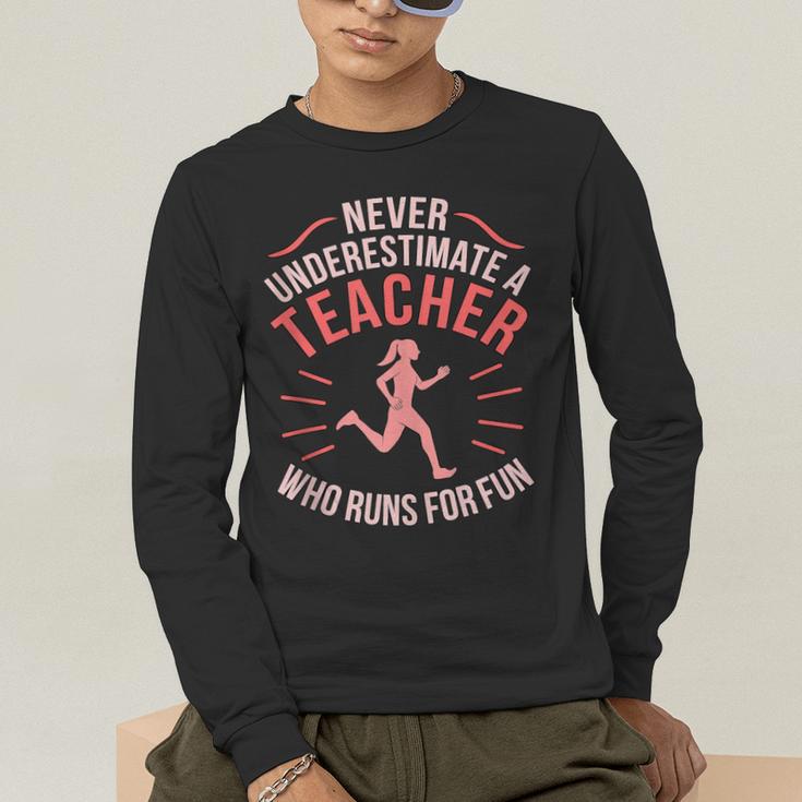 Teacher Who Runs Half Marathon Runner Running Lover Graphic Men's Long Sleeve T-Shirt, funny gift Teacher Who Runs Half Marathon Runner Running Lover Graphic Men's Long Sleeve T-Shirt, funny gift