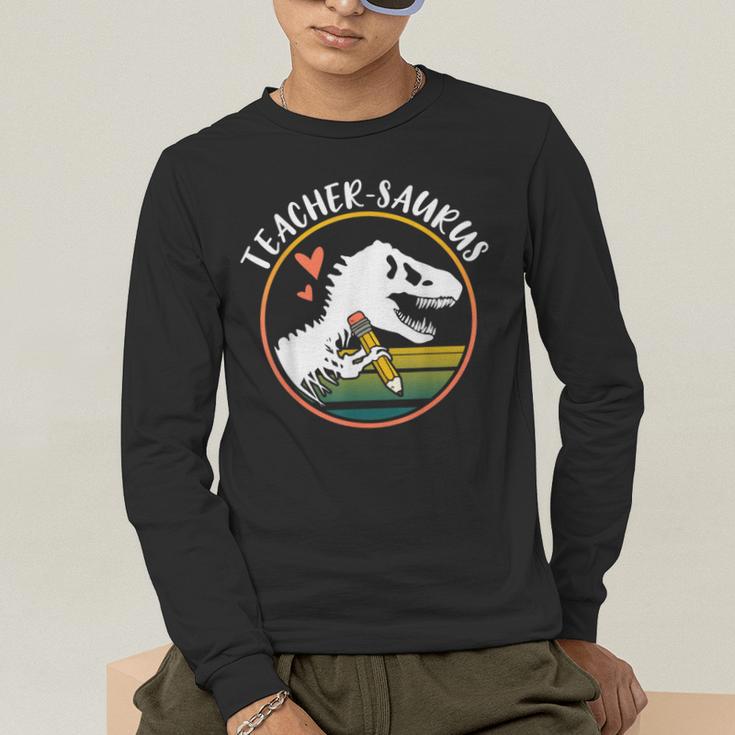 Teacher-Saurus Dinosaur Teacher Design T-Rex Design Men's Long Sleeve T-Shirt, funny gift