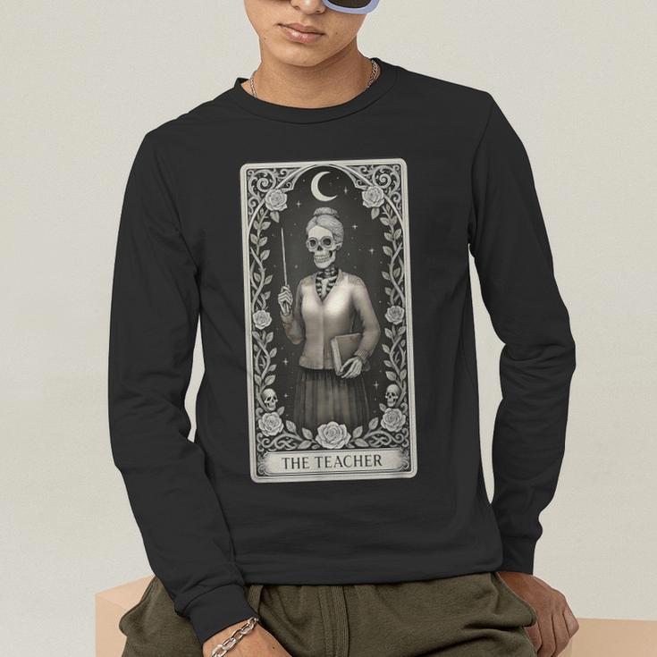 The Teacher Skeleton Tarot Card Men's Long Sleeve T-Shirt, funny gift The Teacher Skeleton Tarot Card Men's Long Sleeve T-Shirt, funny gift