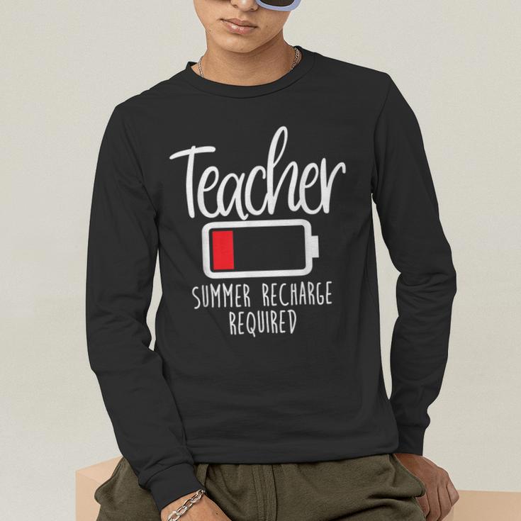 Teacher Summer Recharge Required Last Day School Women Men's Long Sleeve T-Shirt, funny gift Teacher Summer Recharge Required Last Day School Women Men's Long Sleeve T-Shirt, funny gift