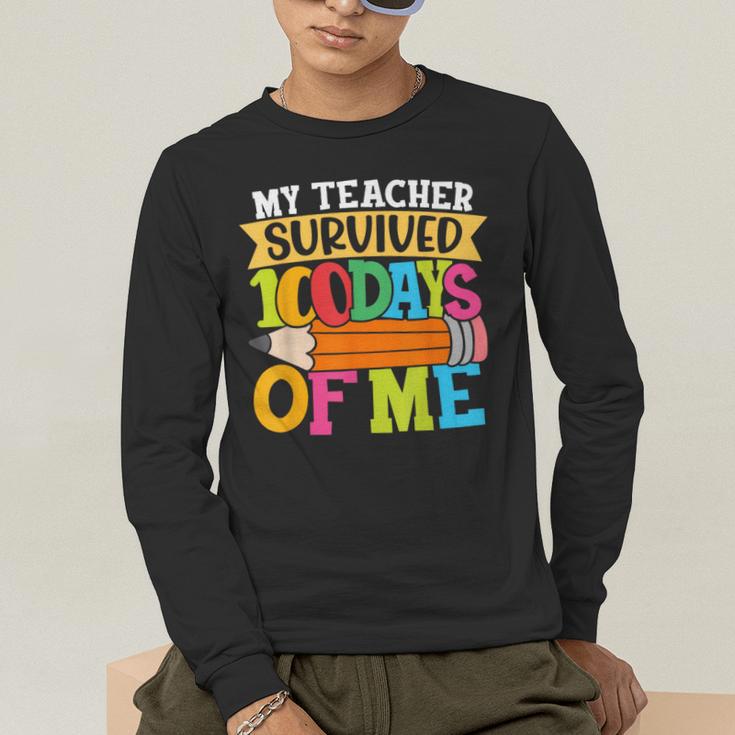 My Teacher Survived 100 Days Of Me 100th Day Of School Kids Men's Long Sleeve T-Shirt, funny gift My Teacher Survived 100 Days Of Me 100th Day Of School Kids Men's Long Sleeve T-Shirt, funny gift