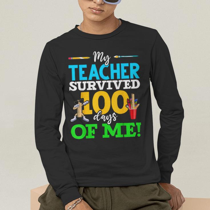 My Teacher Survived 100 Days Of Me Dab 100 Days Of School For Men Women Kids Men's Long Sleeve T-Shirt, funny gift My Teacher Survived 100 Days Of Me Dab 100 Days Of School For Men Women Kids Men's Long Sleeve T-Shirt, funny gift