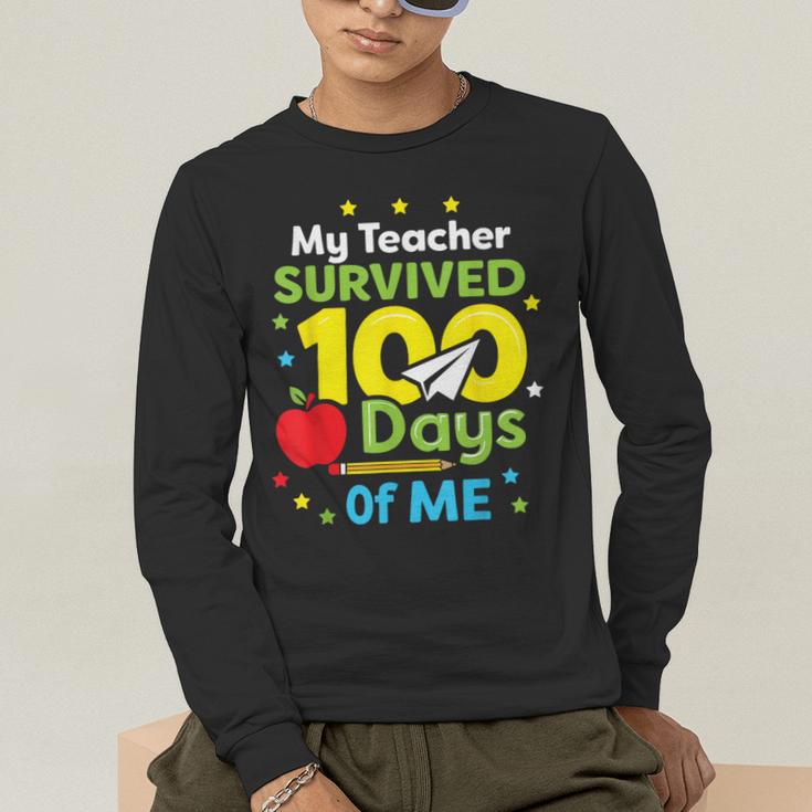 My Teacher Survived 100 Days Of Me Men's Long Sleeve T-Shirt, funny gift My Teacher Survived 100 Days Of Me Men's Long Sleeve T-Shirt, funny gift