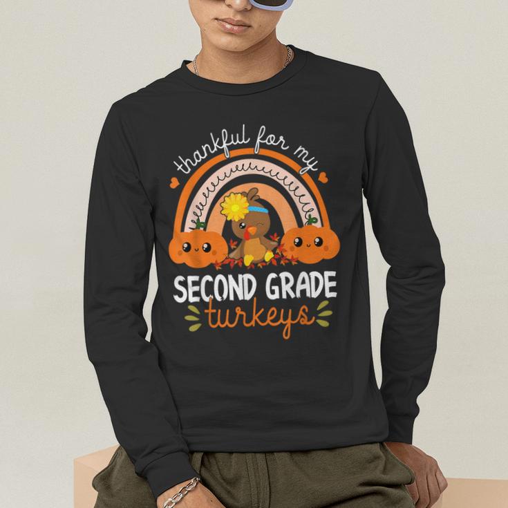 Teacher Thanksgiving Thankful For My Second Grade Turkeys Men's Long Sleeve T-Shirt, funny gift