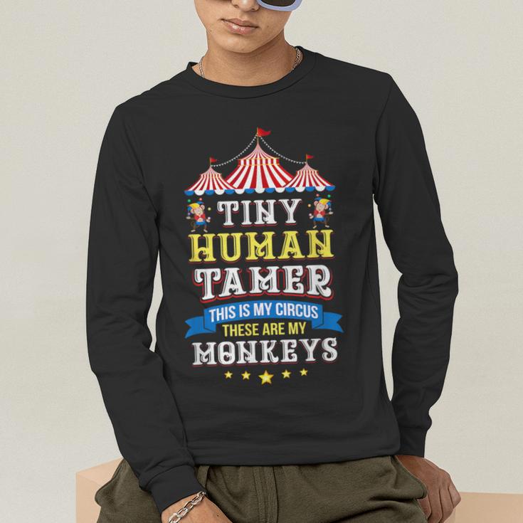 Teacher Tiny Human Tamer This My Circus These Are My Monkeys Men's Long Sleeve T-Shirt, funny gift