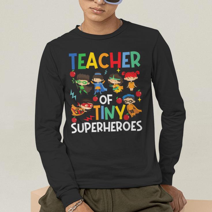 Teacher Of Tiny Superheroes Teach 100th Day Of School Men Women Girls Kids Men's Long Sleeve T-Shirt, funny gift Teacher Of Tiny Superheroes Teach 100th Day Of School Men Women Girls Kids Men's Long Sleeve T-Shirt, funny gift