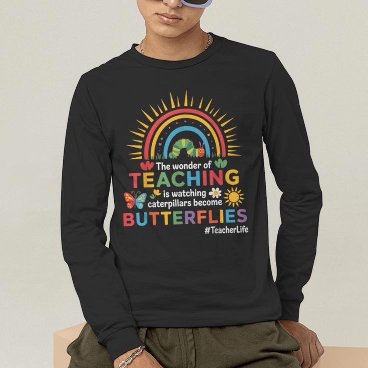 Teacher The Wonder Of Teaching Is Watching Caterpillar Men's Long Sleeve T-Shirt, funny gift
