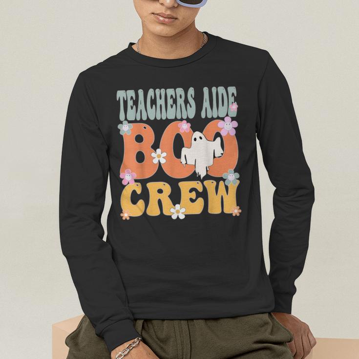 Teachers Aide Boo Crew Ghost Groovy Halloween For Women Men's Long Sleeve T-Shirt, funny gift Teachers Aide Boo Crew Ghost Groovy Halloween For Women Men's Long Sleeve T-Shirt, funny gift
