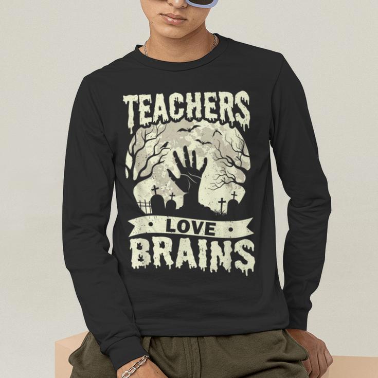 Teachers Love Brains Halloween Costume Boo Trick Teach Men's Long Sleeve T-Shirt, funny gift Teachers Love Brains Halloween Costume Boo Trick Teach Men's Long Sleeve T-Shirt, funny gift