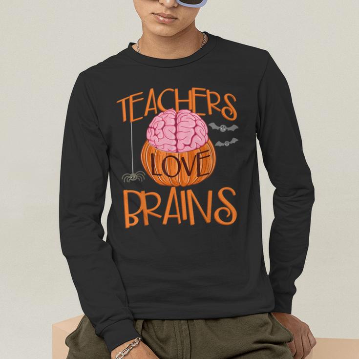 Teachers Love Brains Halloween T-Shirt For Men Women Men's Long Sleeve T-Shirt, funny gift Teachers Love Brains Halloween T-Shirt For Men Women Men's Long Sleeve T-Shirt, funny gift