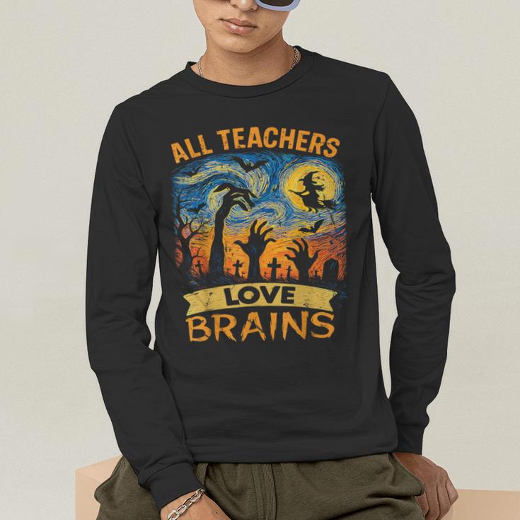 All Teachers Love Brains Shirt Teacher Halloween Tee Men's Long Sleeve T-Shirt, funny gift All Teachers Love Brains Shirt Teacher Halloween Tee Men's Long Sleeve T-Shirt, funny gift