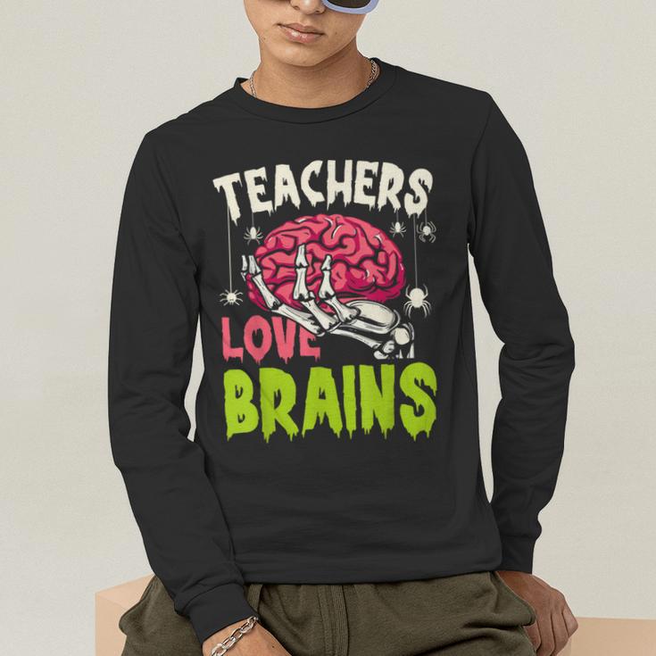 Teachers Love Brains Skeleton Halloween Teacher Funny Men's Long Sleeve T-Shirt, funny gift Teachers Love Brains Skeleton Halloween Teacher Funny Men's Long Sleeve T-Shirt, funny gift