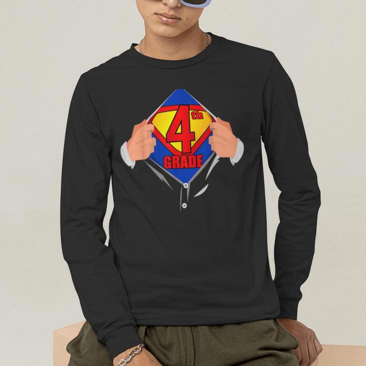 Teachers Are Superheroes 4th Grade Super Teacher Staff Men Women Men's Long Sleeve T-Shirt, funny gift