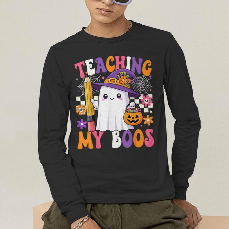 Teaching My Boos Ghost Teacher Cute Pencil Halloween Teacher Men's Long Sleeve T-Shirt, funny gift Teaching My Boos Ghost Teacher Cute Pencil Halloween Teacher Men's Long Sleeve T-Shirt, funny gift