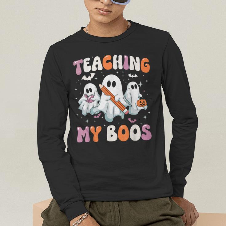 Teaching My Boos Teacher Cute Ghost Teacher Halloween Men's Long Sleeve T-Shirt, funny gift Teaching My Boos Teacher Cute Ghost Teacher Halloween Men's Long Sleeve T-Shirt, funny gift