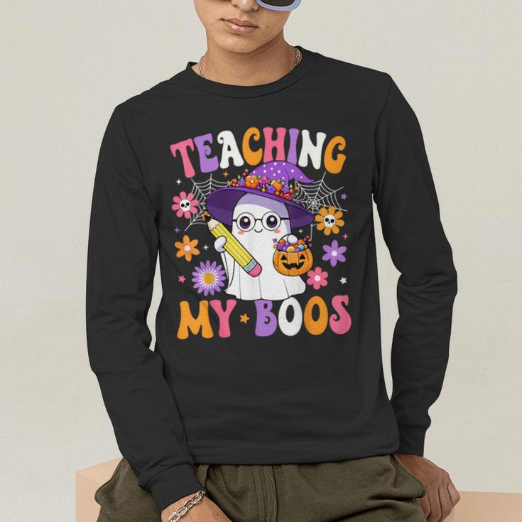 Teaching My Boos Teacher Ghost Teach Halloween Teacher Men's Long Sleeve T-Shirt, funny gift