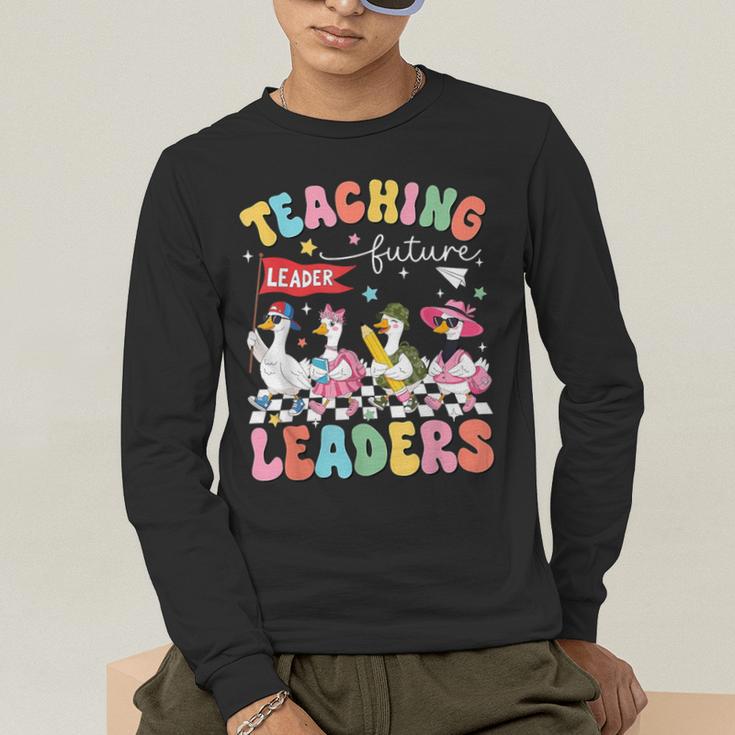 Teaching Future Leaders Groovy Teacher Back To School Men's Long Sleeve T-Shirt, funny gift Teaching Future Leaders Groovy Teacher Back To School Men's Long Sleeve T-Shirt, funny gift