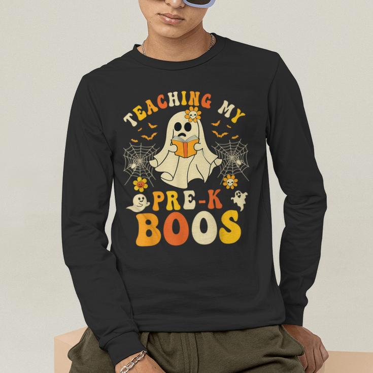 Teaching My Pre-K Boos Crew Teachers Halloween Ghost Men's Long Sleeve T-Shirt, funny gift Teaching My Pre-K Boos Crew Teachers Halloween Ghost Men's Long Sleeve T-Shirt, funny gift