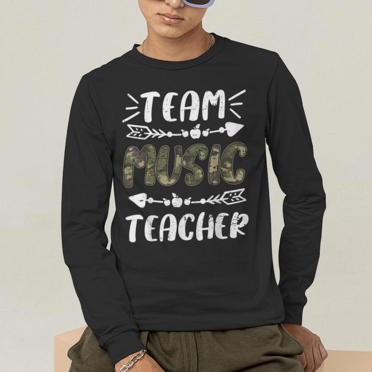 Team Music Teacher Camo Teacher Student Back To School Men's Long Sleeve T-Shirt, funny gift Team Music Teacher Camo Teacher Student Back To School Men's Long Sleeve T-Shirt, funny gift