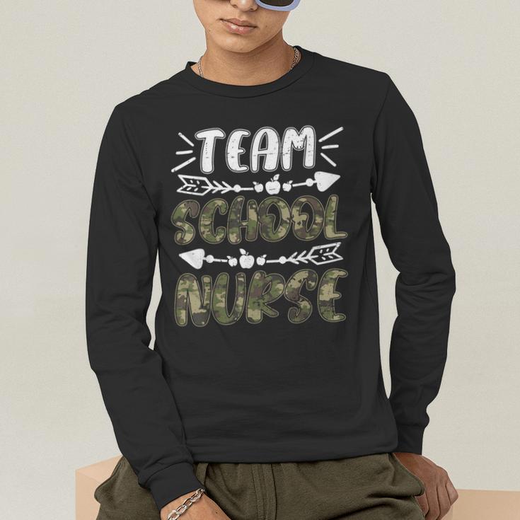 Team School Nurse Camo Teacher Student Back To School For Men Women Men's Long Sleeve T-Shirt, funny gift