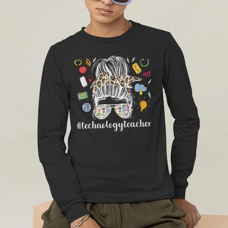 Technology Teacher Messy Bun Technology Teaching Men's Long Sleeve T-Shirt, funny gift Technology Teacher Messy Bun Technology Teaching Men's Long Sleeve T-Shirt, funny gift