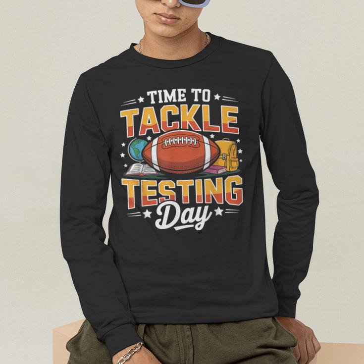 Test Day State Football Tackle Testing Day Sports Teacher Men's Long Sleeve T-Shirt, funny gift