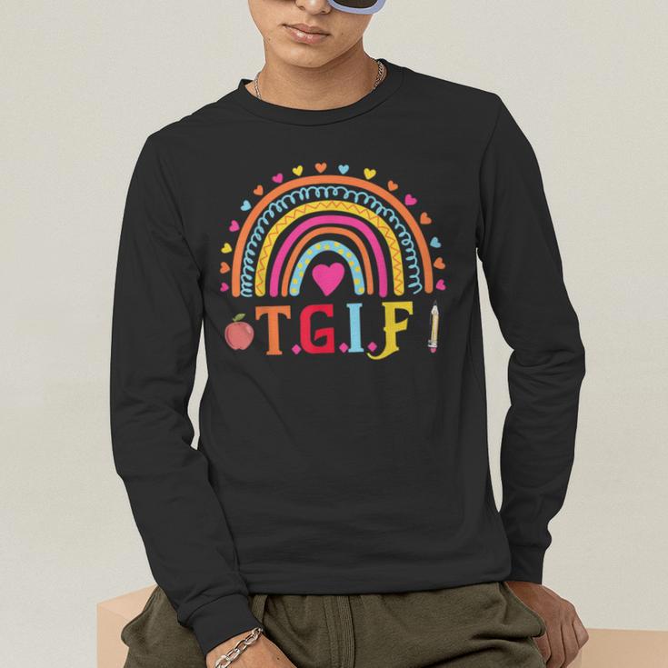 TGIF Teacher Appreciation Alphabet Thank God It's Friday For Men Women Girls Kids Men's Long Sleeve T-Shirt, funny gift