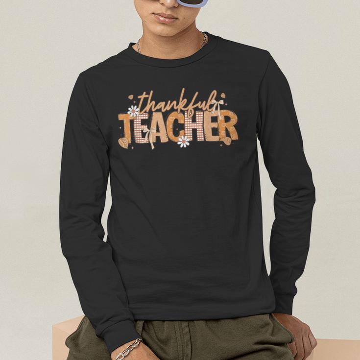 Thankful Teacher Autumn Fall Teacher Thanksgiving Youth Men's Long Sleeve T-Shirt, funny gift