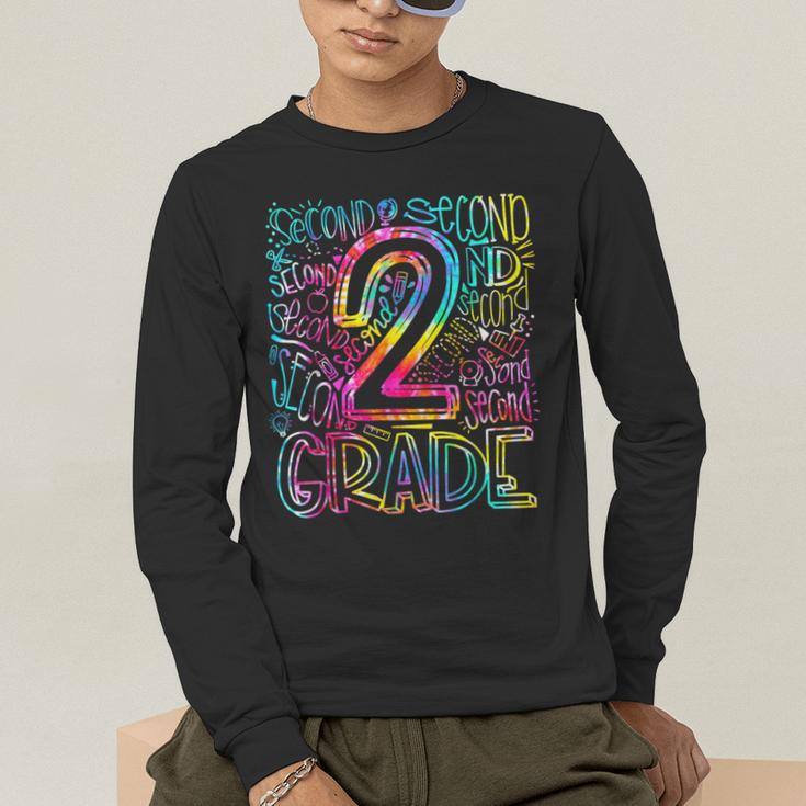 Tie Dye 2nd Grade Typography Team Second Grade Teacher Men's Long Sleeve T-Shirt, funny gift