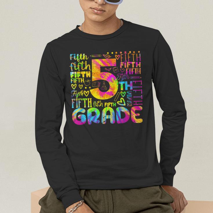Tie Dye 5th Grade Typography Team Fifth Grade Teacher For Men Women Girls Kids Men's Long Sleeve T-Shirt, funny gift
