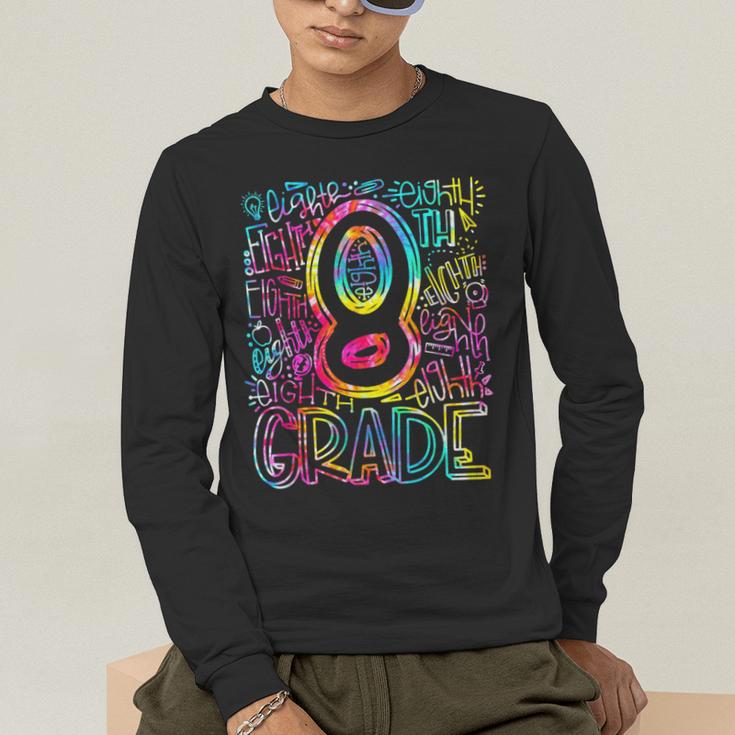 Tie Dye 8th Grade Typography Team Eighth Grade Teacher Men's Long Sleeve T-Shirt, funny gift
