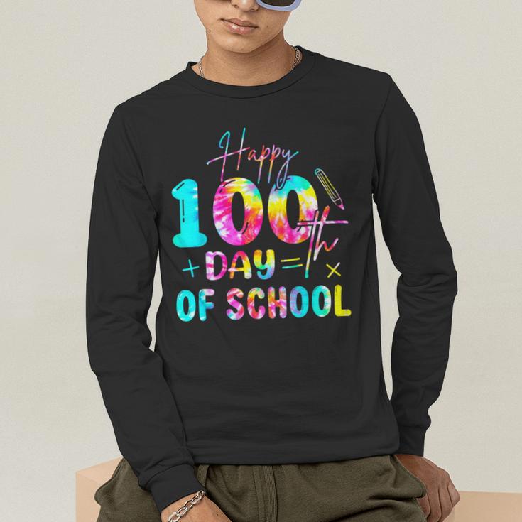 Tie Dye Happy 100th Day Of School Teacher Student 100 Days Men's Long Sleeve T-Shirt, funny gift