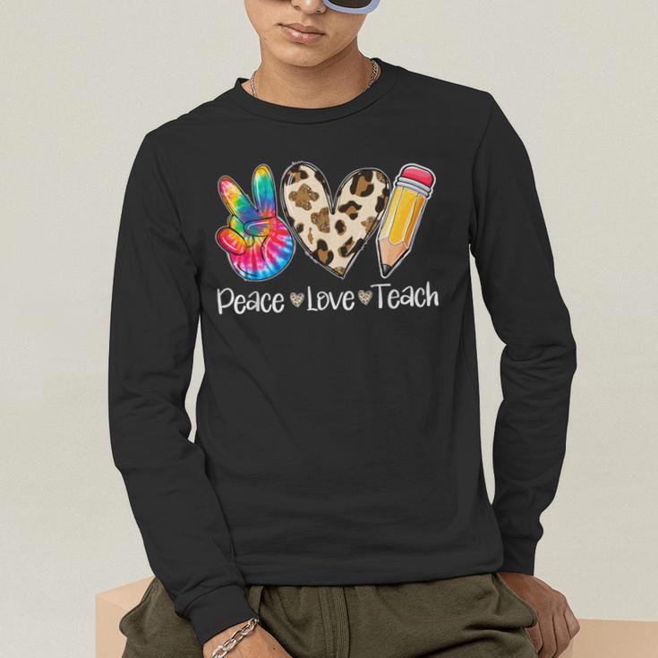 Tie Dye Hippie Peace Love Teach Teacher Appreciation Men's Long Sleeve T-Shirt, funny gift