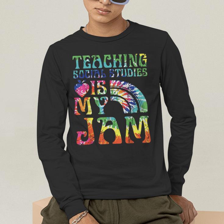 Tie Dye Teaching Social Studies Is My Jam Sunglasses Teacher Men's Long Sleeve T-Shirt, funny gift Tie Dye Teaching Social Studies Is My Jam Sunglasses Teacher Men's Long Sleeve T-Shirt, funny gift