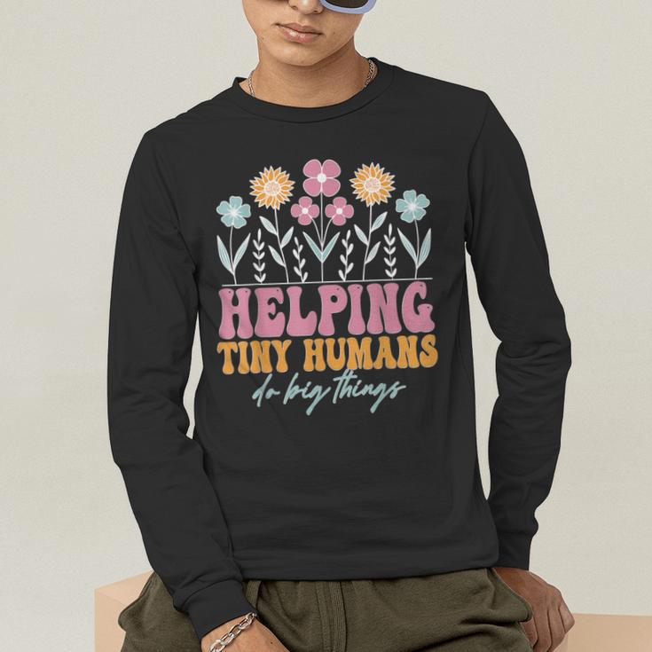Tiny People Help Do Big Things Nursery Teacher Men's Long Sleeve T-Shirt, funny gift