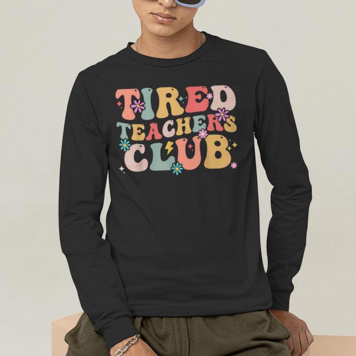Tired Teachers Club Groovy Teachers Back To School Tee Men's Long Sleeve T-Shirt, funny gift Tired Teachers Club Groovy Teachers Back To School Tee Men's Long Sleeve T-Shirt, funny gift