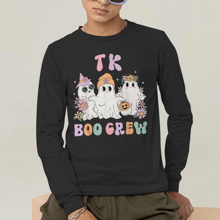 TK Boo Crew Retro Groovy Halloween Floral Ghost TK Teacher Men's Long Sleeve T-Shirt, funny gift TK Boo Crew Retro Groovy Halloween Floral Ghost TK Teacher Men's Long Sleeve T-Shirt, funny gift