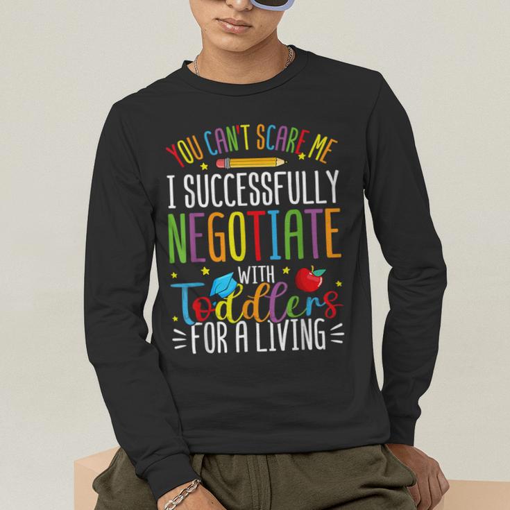Toddler Negotiator Preschool Teacher Humor Babysitters Men's Long Sleeve T-Shirt, funny gift