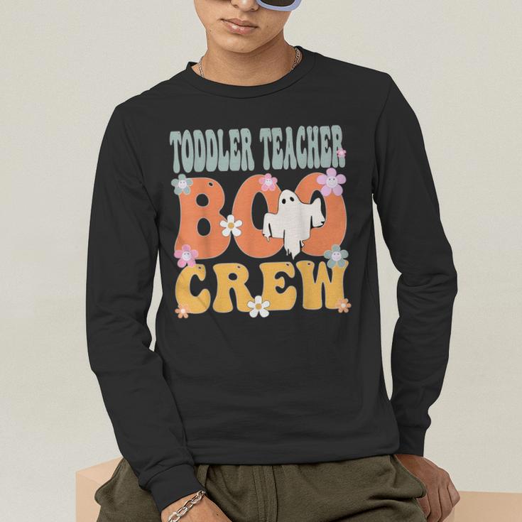Toddler Teacher Boo Crew Ghost Groovy Halloween For Women Men's Long Sleeve T-Shirt, funny gift