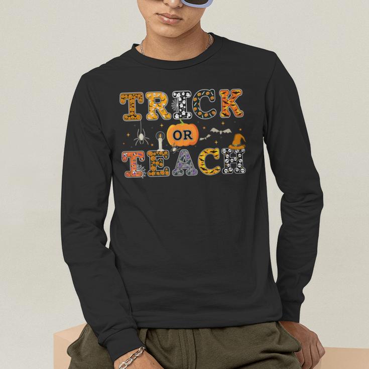 Trick Or Teach Funny School Teacher Halloween Costume Men's Long Sleeve T-Shirt, funny gift Trick Or Teach Funny School Teacher Halloween Costume Men's Long Sleeve T-Shirt, funny gift